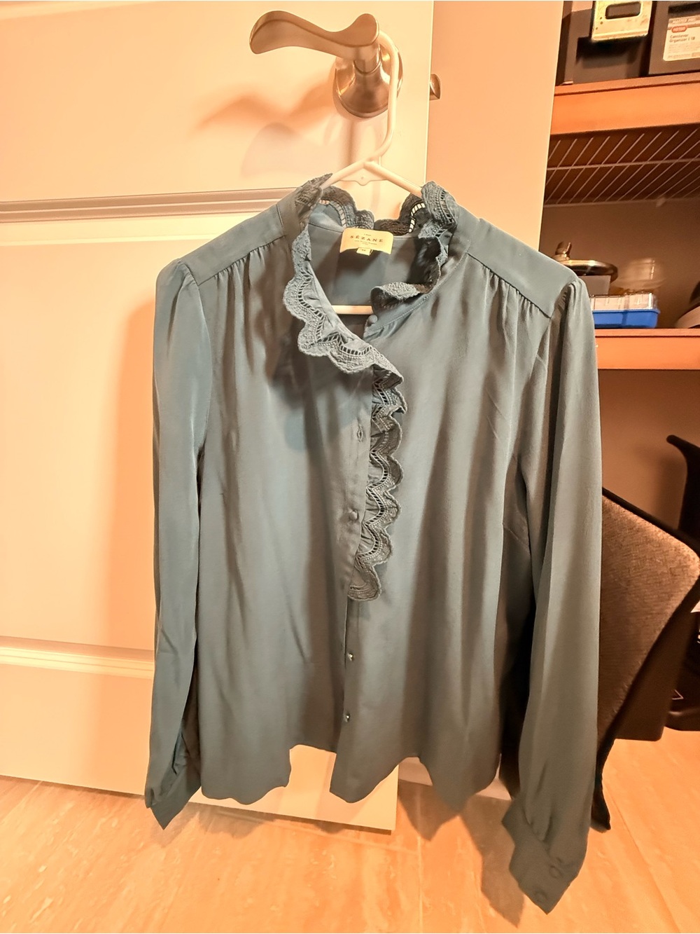 Sezane Chlo Blue Storm Blouse - Picture 2 of 3